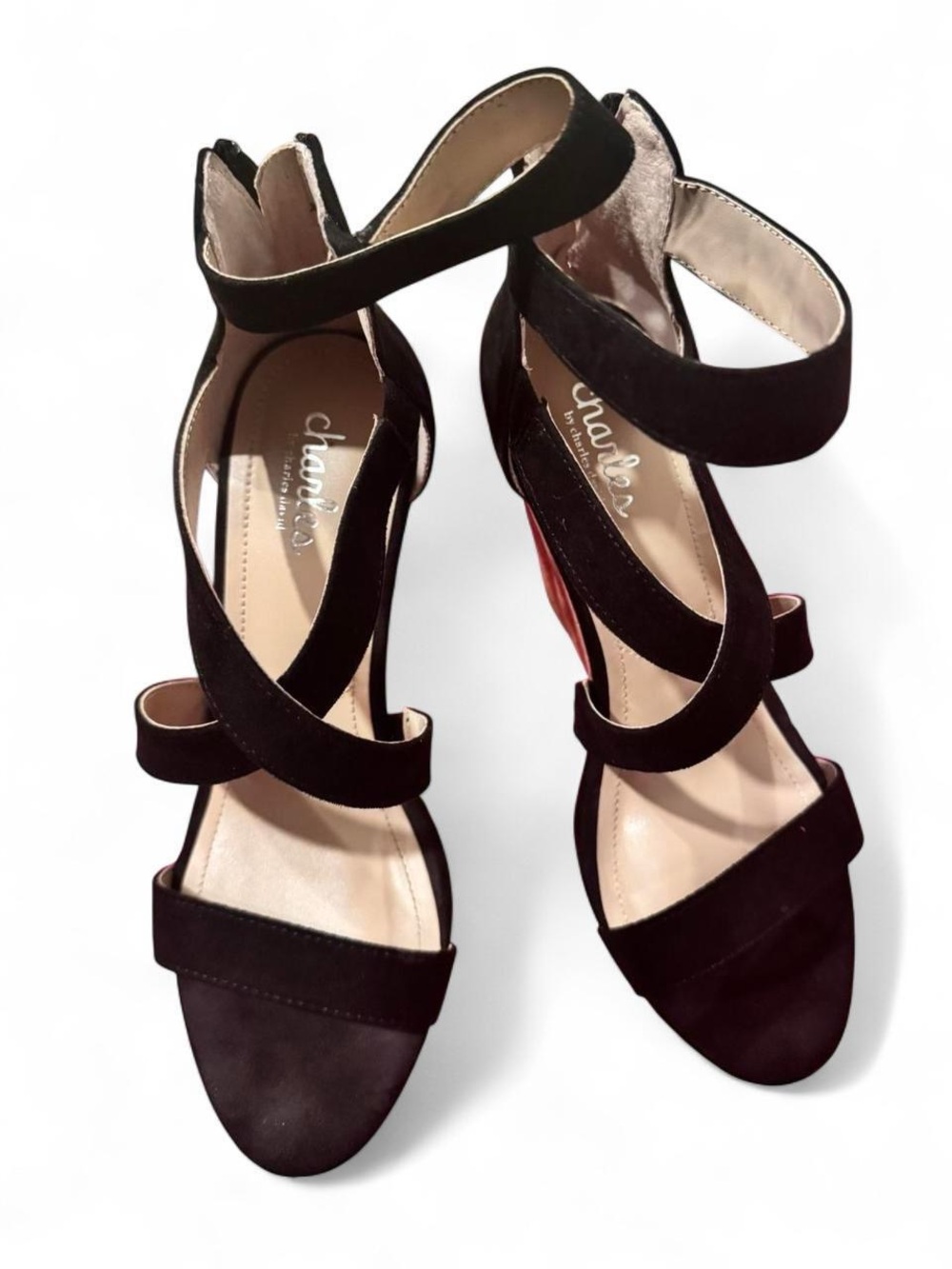 Charles David Black Suede Strappy Sandals